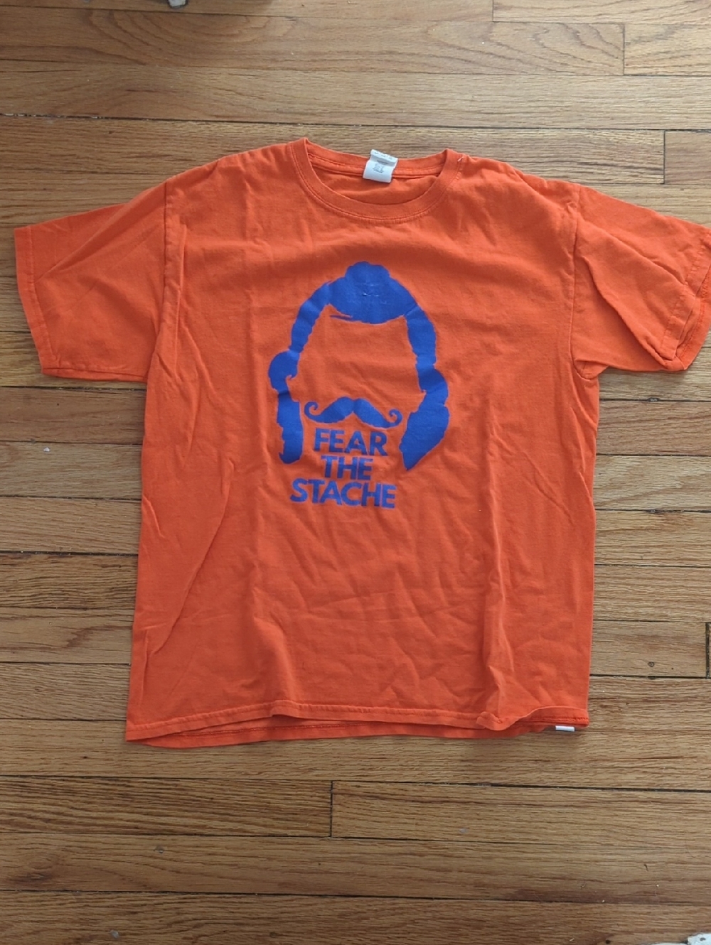 Gildan Orange And Blue Fear The Stache T-shirt
